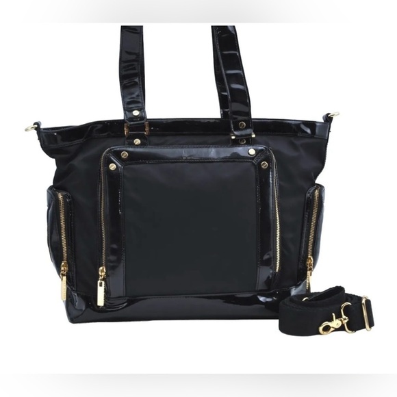 Tory Burch Patent Leather Trimmed Nylon Tote Bag - Picture 1 of 13